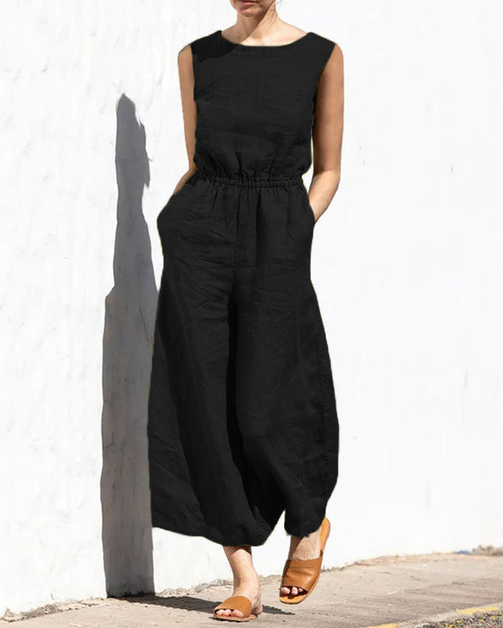 Sleeveless jumpsuit with wide leg – Aurelia-Black-S-State of Style