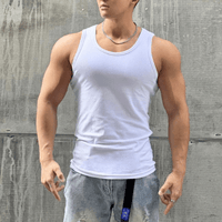 Sleeveless men's fitness T-shirt made from breathable material – Nico-White-M-State of Style