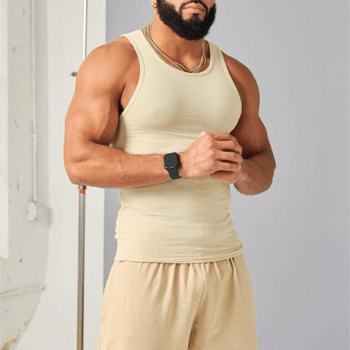 Sleeveless men's fitness T-shirt made from breathable material – Nico-Yellow-M-State of Style