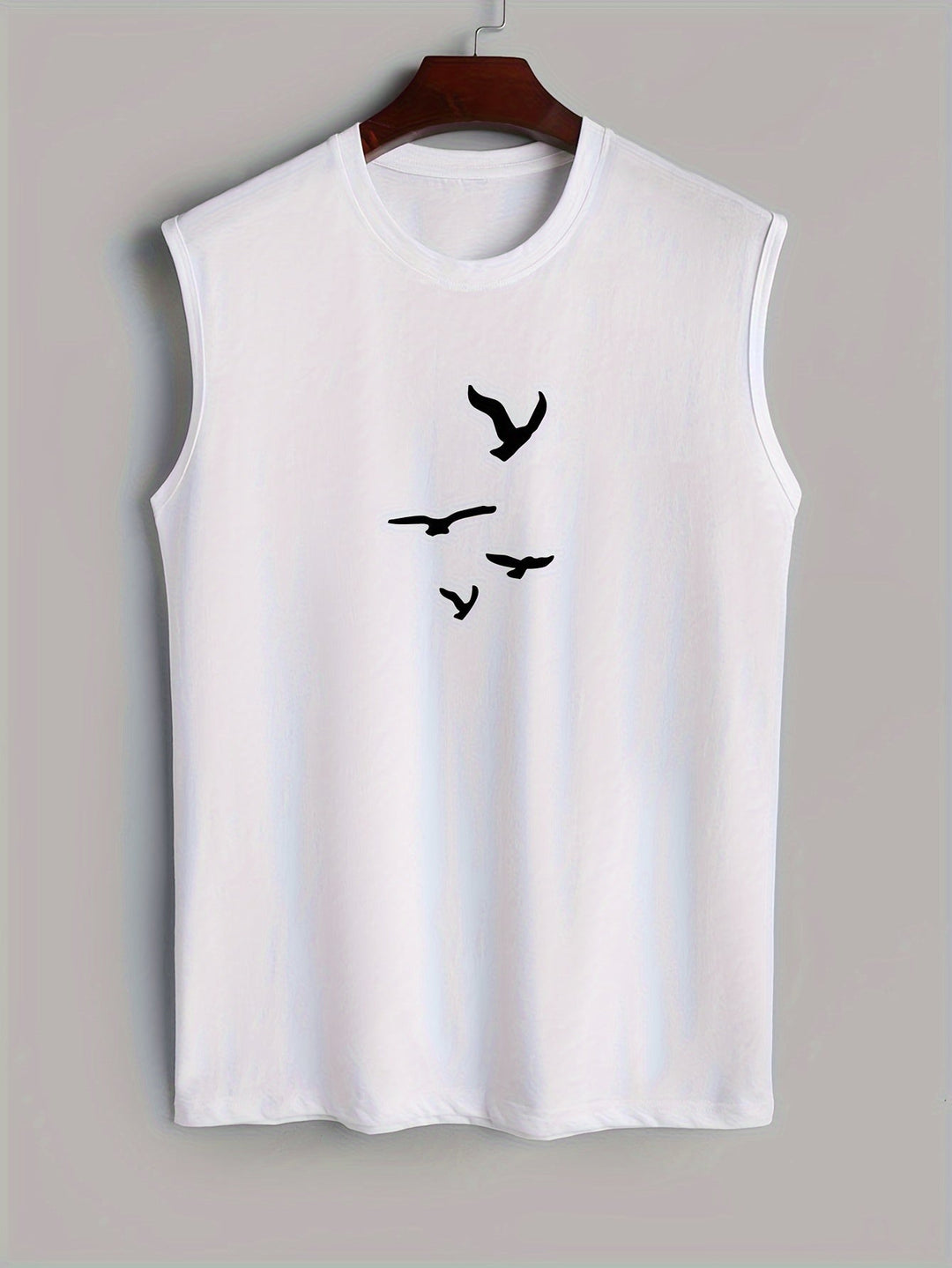 Sleeveless shirt with bird print cotton summer look - Noah (1+1 FREE)-White-M(48)-State of Style