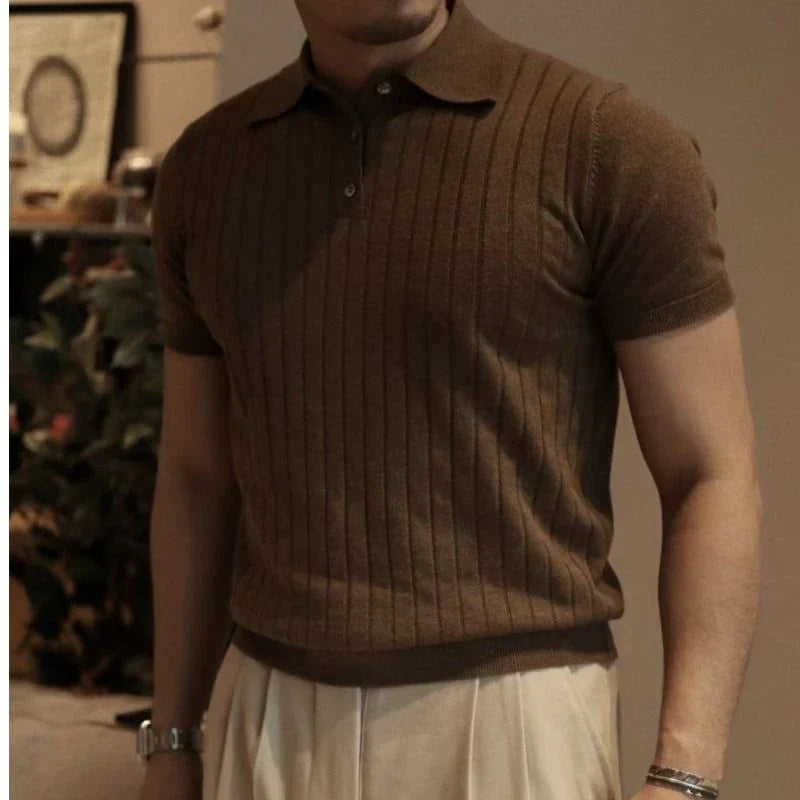 Slim Fit Men's Polo Shirt with Zip – Fabrizio-Brown-S-State of Style