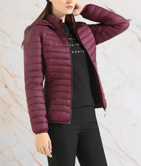Slim Fit Puffy Jacket with Zipper | MAYLEE-S-Bugundy-State of Style