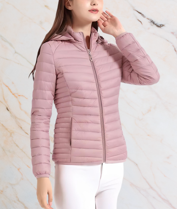 Slim Fit Puffy Jacket with Zipper | MAYLEE-S-Pink-State of Style