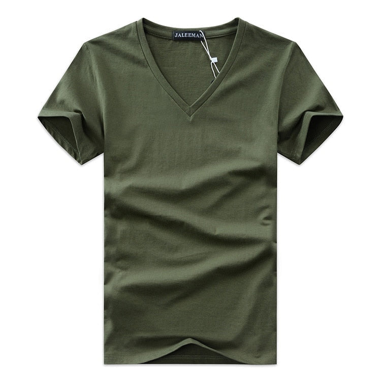 Slim Fit V-Neck T-Shirt for Men 1+1 FREE – Comfortable & Suitable for Everyday Use – Jonas-Army green-S-State of Style