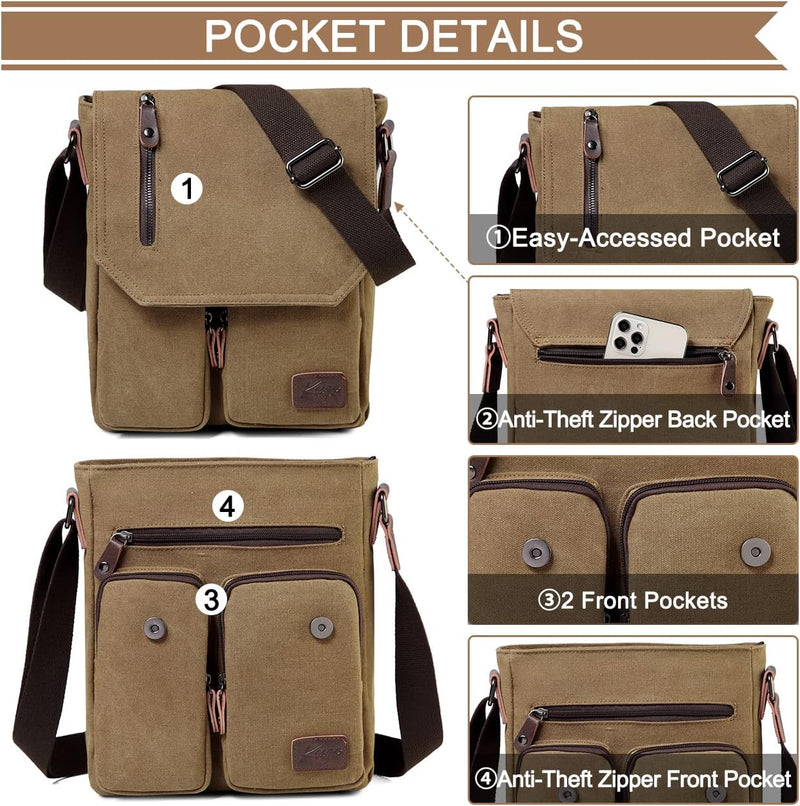 Compact Canvas Crossbody Messenger Bag – Renan