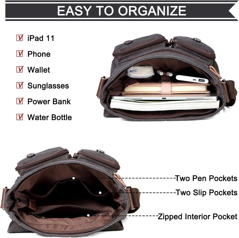 Compact Canvas Crossbody Messenger Bag – Renan