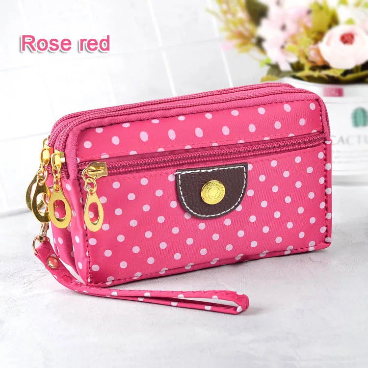 Small Wristlet Wallet with Zipper-Rose Red-State of Style