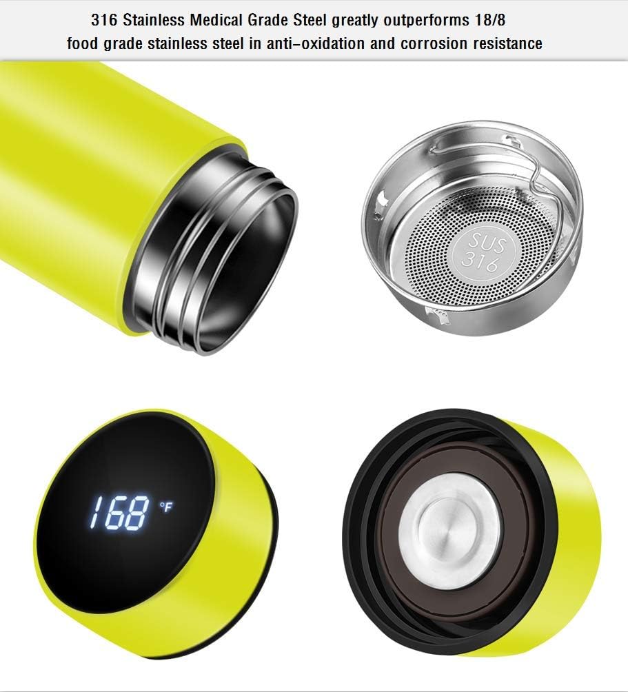 Smart Insulated Bottle with LED Temperature Display-Black-State of Style