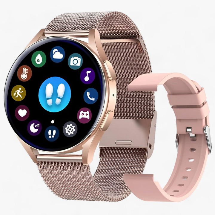 Smartwatch for Health and Style - Evelyne-Rose Gold Mesh-State of Style