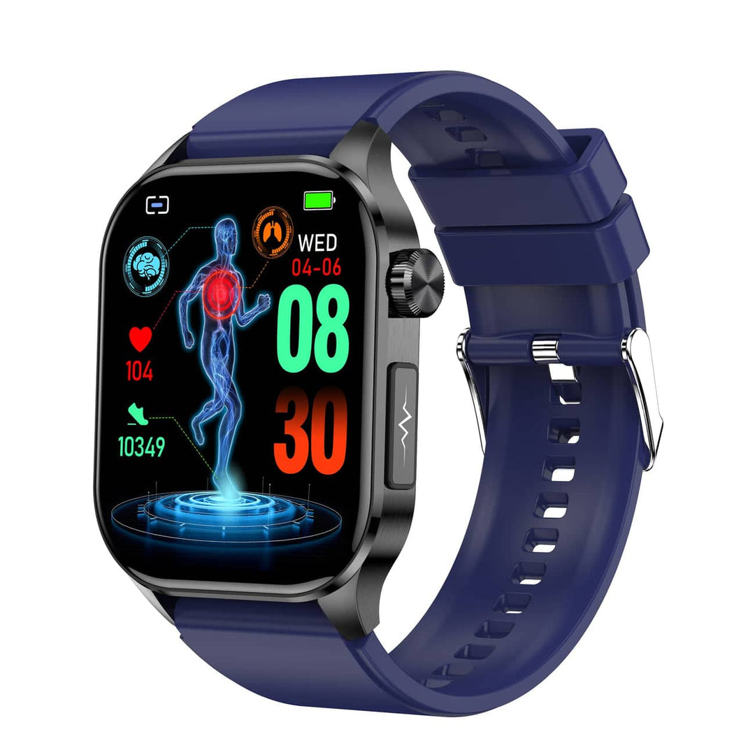 Smartwatch with ECG, Blood Sugar and Blood Pressure Monitoring - HealthSync-Blue-State of Style