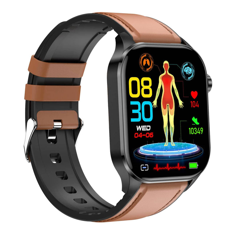 Smartwatch with ECG, Blood Sugar and Blood Pressure Monitoring - HealthSync-Brown-State of Style