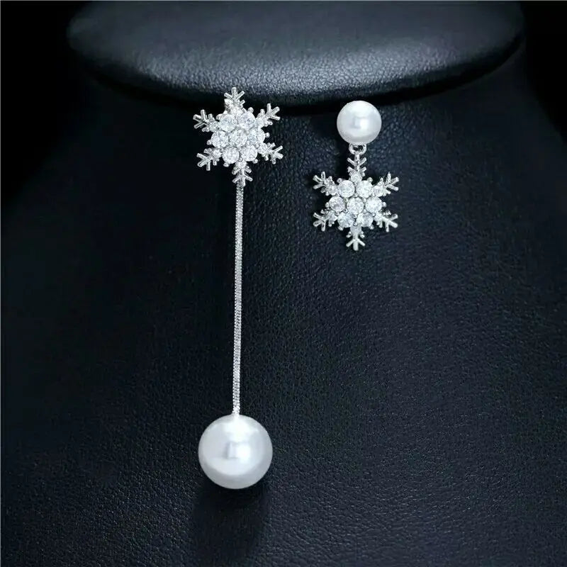 Snowflake Drop Earrings - Elegant Winter Jewellery-State of Style