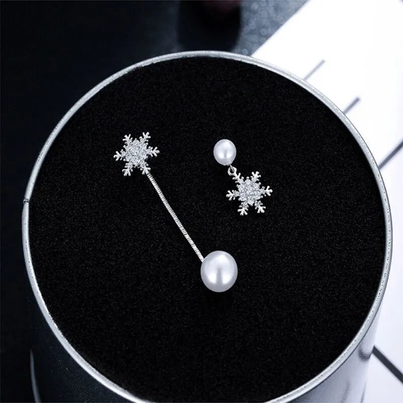 Snowflake Drop Earrings - Elegant Winter Jewellery-State of Style