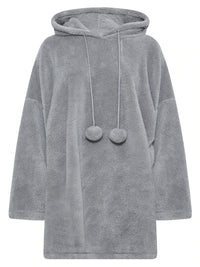 Snuggle Plus Oversized Teddy Hoodie Dress-Grey-3XL-State of Style