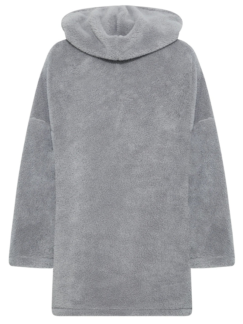 Snuggle Plus Oversized Teddy Hoodie Dress-Grey-3XL-State of Style