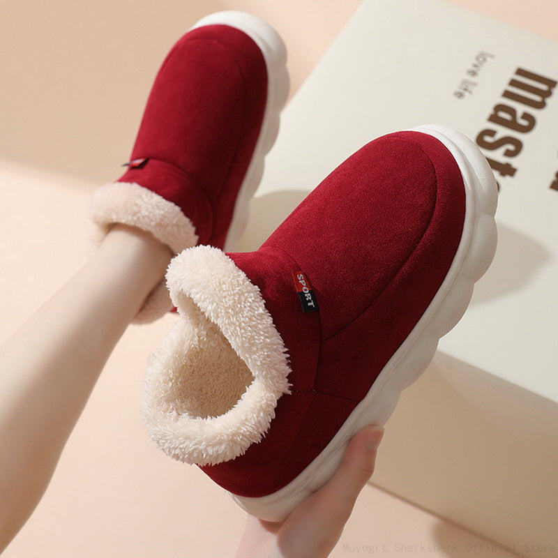 Sofie Comfortable Fur Slippers-Burgundy-5-State of Style