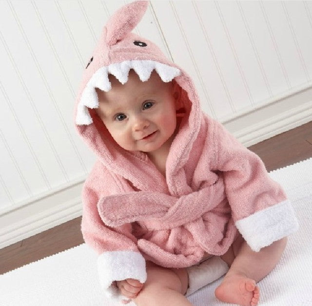 Soft Baby Animal Bathrobe - AnimalHug-Pink Shark-0-1 Year-State of Style