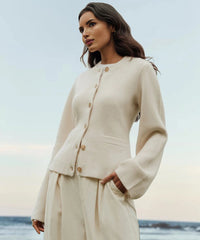 Soft Button-Up Jumper - Eveline-Beige-XS-State of Style