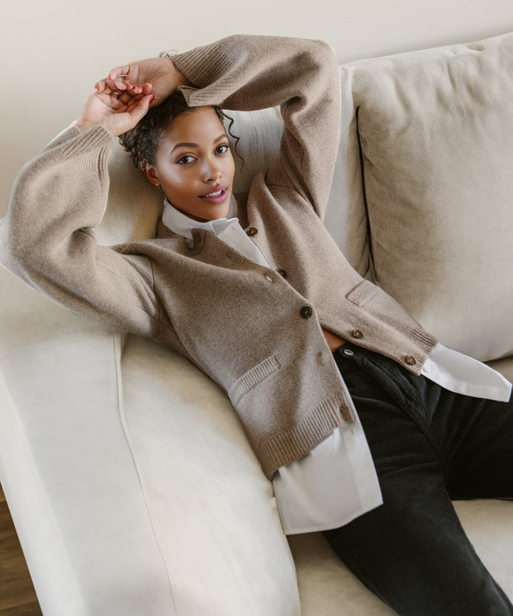 Soft Button-Up Jumper - Eveline-Beige-XS-State of Style