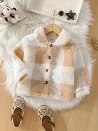 Soft checked fleece jacket Rowie for children – perfect for cool days-Beige-1-2Y-State of Style