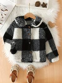 Soft checked fleece jacket Rowie for children – perfect for cool days-Black-1-2Y-State of Style