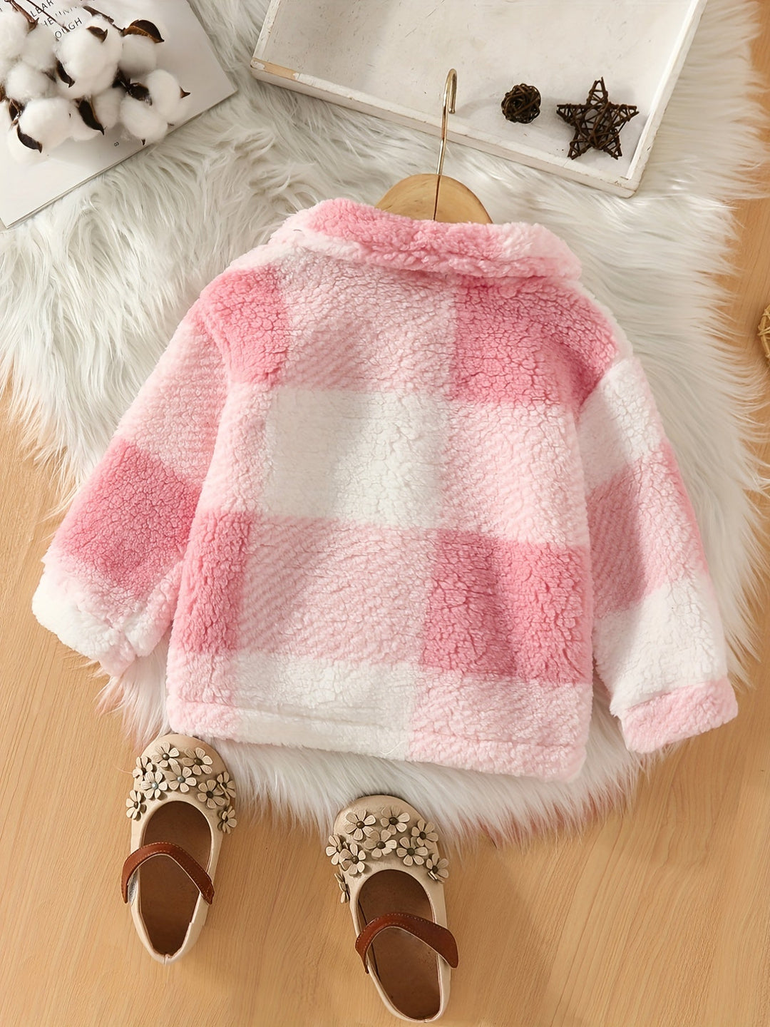 Soft checked fleece jacket Rowie for children – perfect for cool days-Pink-1-2Y-State of Style