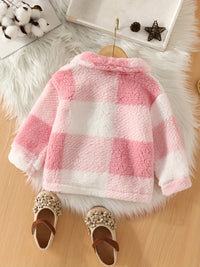 Soft checked fleece jacket Rowie for children – perfect for cool days-Pink-1-2Y-State of Style
