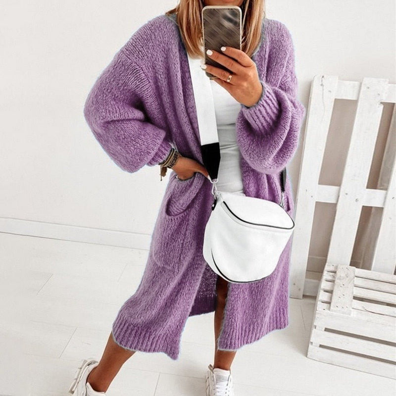 Soft Knitted Oversized Cardigan - Sienna-Purple-XS-State of Style