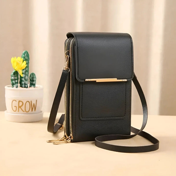 Soft Leather Shoulder Bag with Anti-Theft Protection - SafeTouch-Black-State of Style