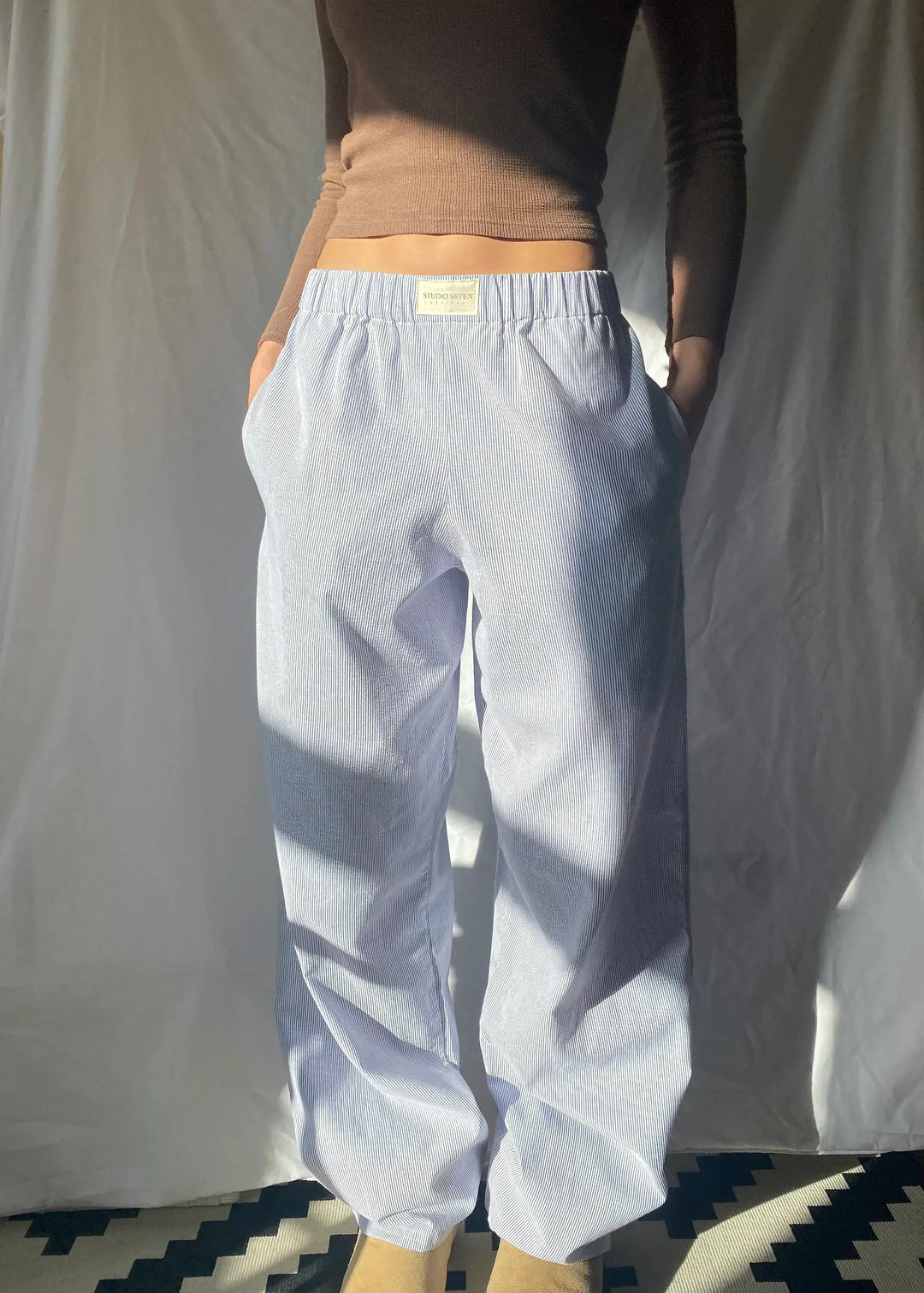 Soft Organic Cotton Lounge Trousers – Sienna-Light blue-XS-State of Style