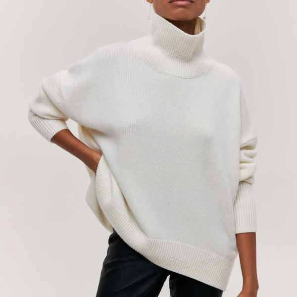 Soft Oversized Turtleneck Sweater - Celeste-White-One Size-State of Style