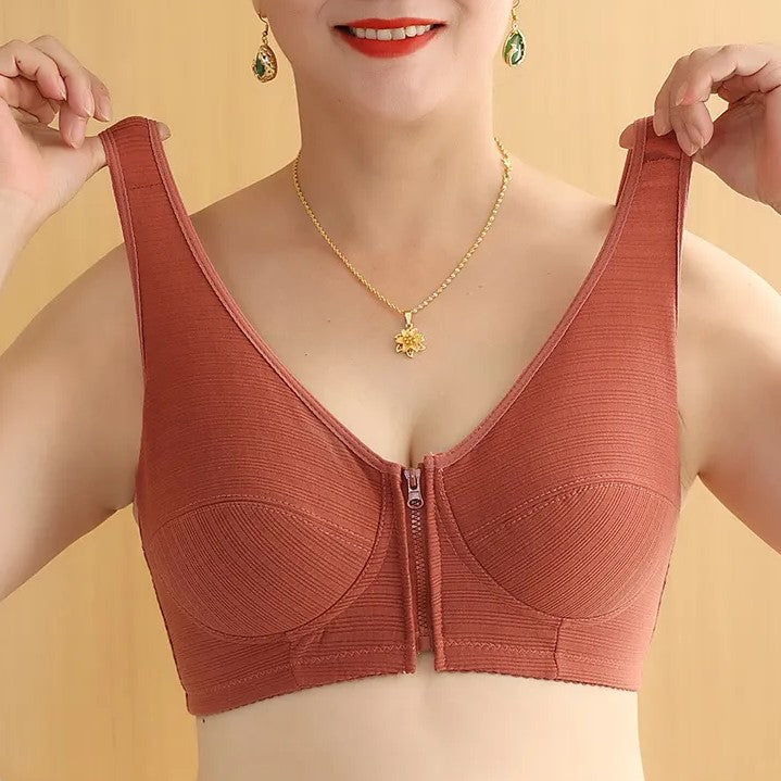 Soft Vest-Style Plus Size Bra-Beige-12-State of Style