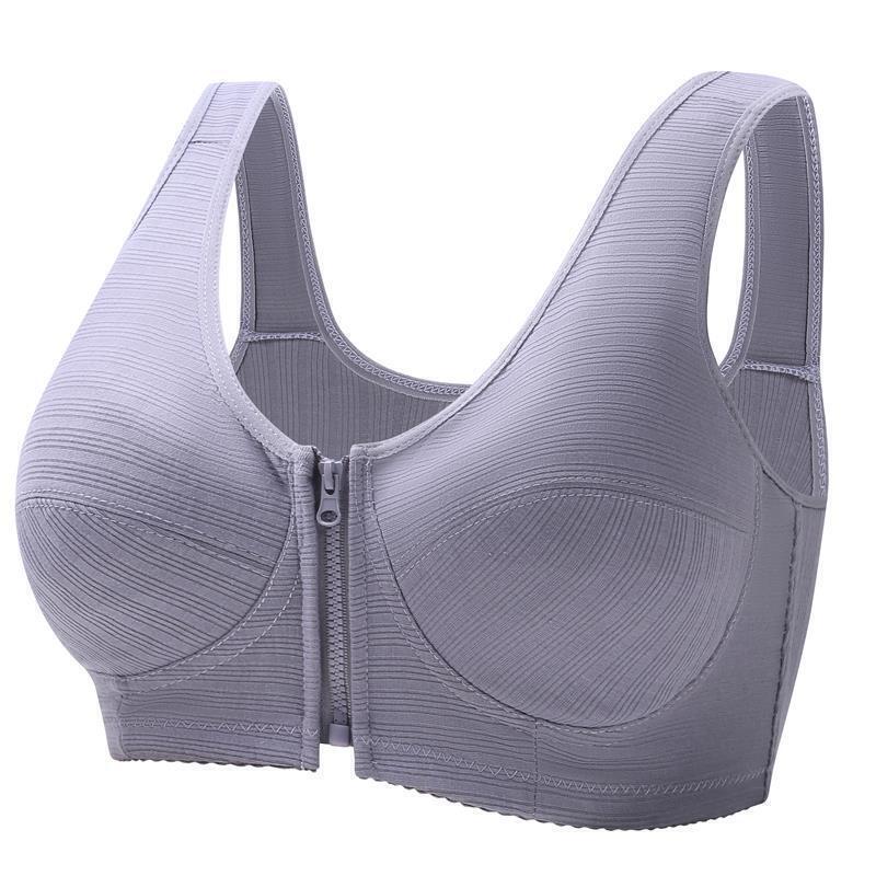 Soft Vest-Style Plus Size Bra-Grey-12-State of Style