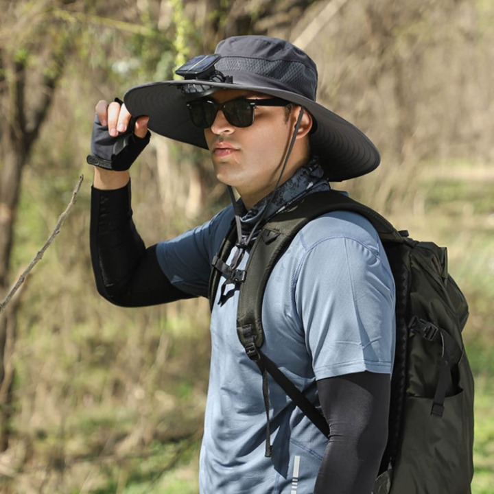 Solar energy hat with fan and UV protection - SolarCool™ VentiHat-Black-State of Style