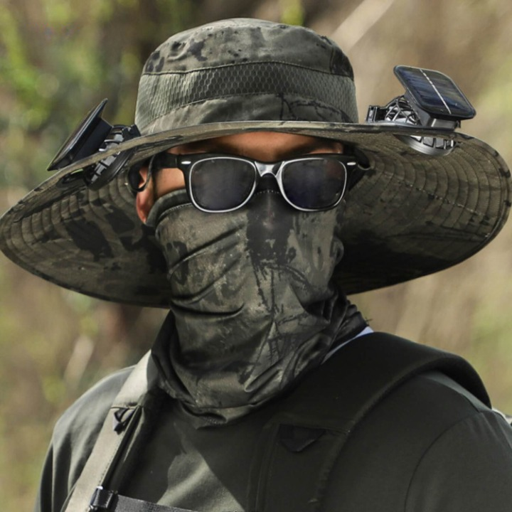 Solar energy hat with fan and UV protection - SolarCool™ VentiHat-Black-State of Style