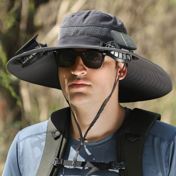 Solar energy hat with fan and UV protection - SolarCool™ VentiHat-Dark grey-State of Style