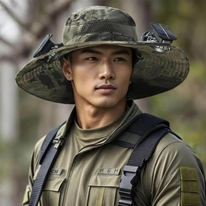 Solar energy hat with fan and UV protection - SolarCool™ VentiHat-Military green-State of Style