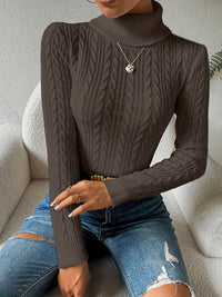 Solid Cable Knit Turtleneck Jumper for Women - Amara-Charcoal-S-State of Style