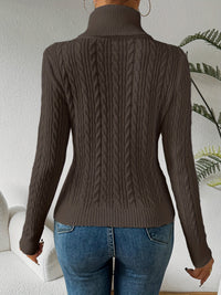 Solid Cable Knit Turtleneck Jumper for Women - Amara-White-S-State of Style