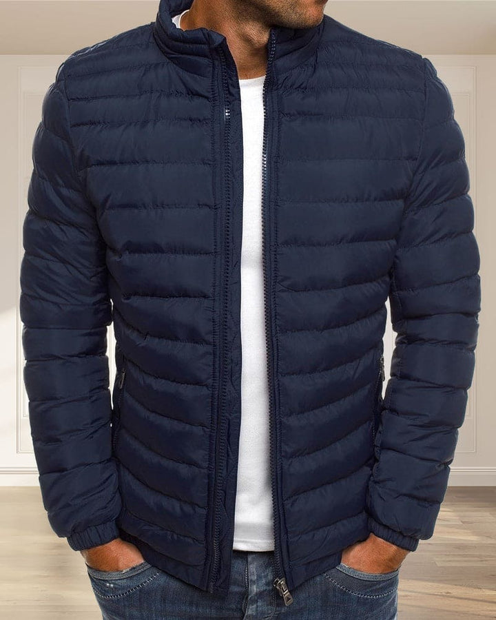 Solid Color Jacket with Zipper - Ethan-Blue-S-State of Style