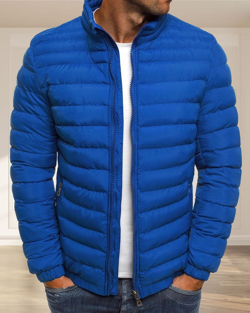 Solid Color Jacket with Zipper - Ethan-Blue-S-State of Style
