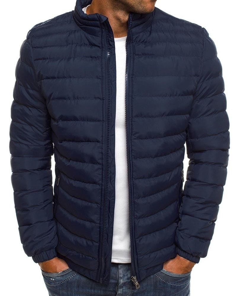 Solid Color Jacket with Zipper - Ethan-Dark Blue-S-State of Style