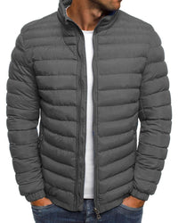 Solid Color Jacket with Zipper - Ethan-Grey-S-State of Style