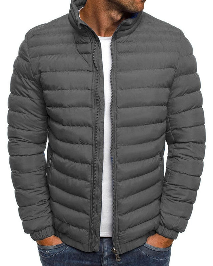 Solid Color Jacket with Zipper - Ethan-Grey-S-State of Style