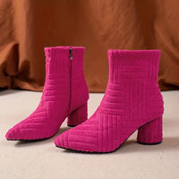 Solid-Coloured Women's Boots with Block Heel - Selene-Black-5-State of Style