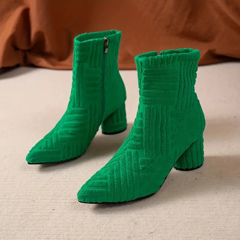 Solid-Coloured Women's Boots with Block Heel - Selene-Black-5-State of Style