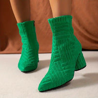 Solid-Coloured Women's Boots with Block Heel - Selene-Green-5-State of Style