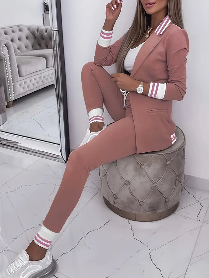 Sophie Casual Striped Streetwear Set-Pink-M-State of Style