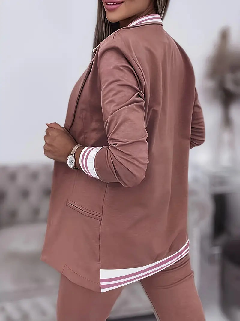 Sophie Casual Striped Streetwear Set-Pink-M-State of Style