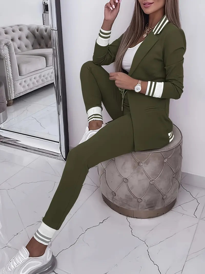 Sophie Casual Striped Streetwear Set-Pink-M-State of Style